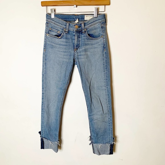 Rag & Bone Stretch Capri Jeans Button Closure Blue - Picture 1 of 8